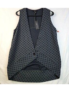 Vintage Comfy USA Oversized Textured Vest XS Black Gray Layers Grunge Artsy